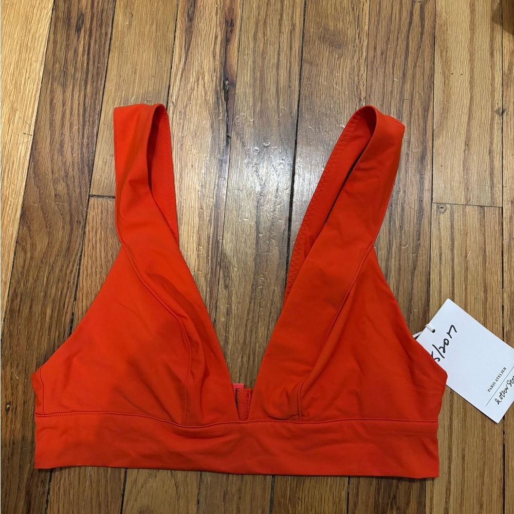 & Other Stories Orange Bikini Top Plunging V-Neck